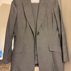 Classic Gray/Silver Women’s Pants Suit with Blue top